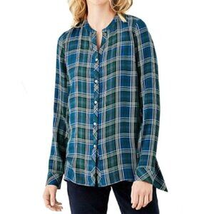 J. Jill Tartan Plaid Rayon Long Sleeve Tunic Top Sz S